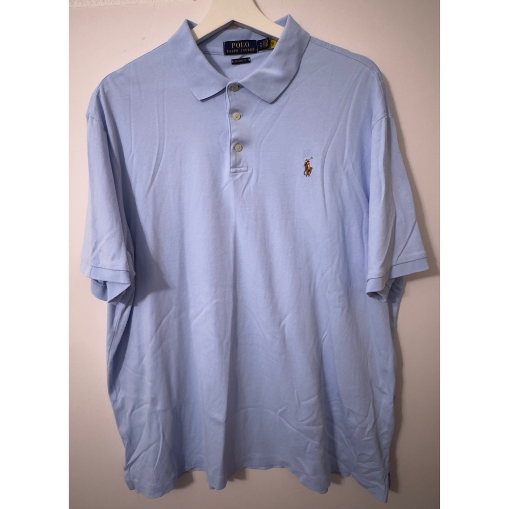 Polo Ralph Lauren Polo Shirt Mens XL Light Blue Classic Fit Cotton Preppy